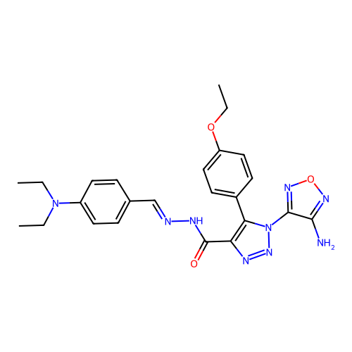 (E)-1-(4-amino-1,2,5-oxadiazol-3-yl)-N'-(4-(diethylamino)benzylidene)-5-(4-ethoxyphenyl)-1H-1,2,3-triazole-4-carbohydrazide structure
