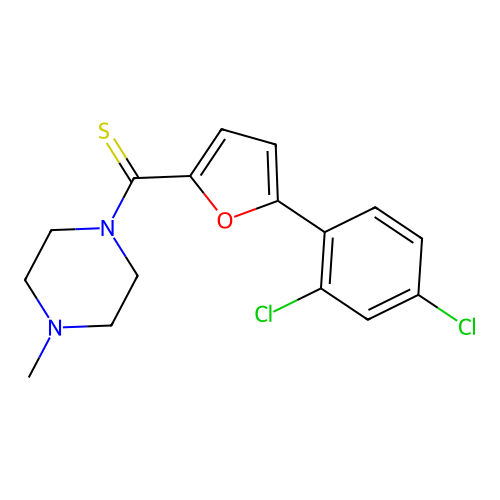 (5-(2,4-Dichlorophenyl)furan-2-yl)(4-methylpiperazin-1-yl)methanethione structure