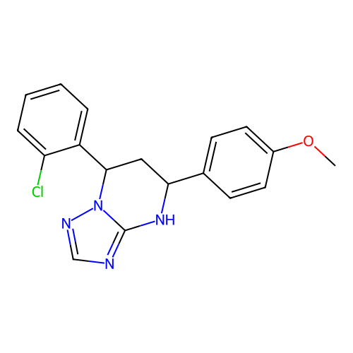 7-(2-chlorophenyl)-5-(4-methoxyphenyl)-4,5,6,7-tetrahydro[1,2,4]triazolo[1,5-a]pyrimidine structure