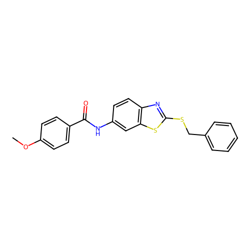 N-[2-(benzylsulfanyl)-1,3-benzothiazol-6-yl]-4-methoxybenzamide structure