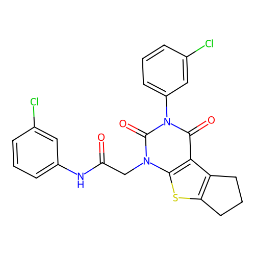 N-(3-chlorophenyl)-2-(3-(3-chlorophenyl)-2,4-dioxo-2,3,4,5,6,7-hexahydro-1H-cyclopenta[4,5]thieno[2,3-d]pyrimidin-1-yl)acetamide structure