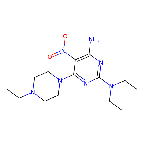 [4-Amino-6-(4-ethylpiperazinyl)-5-nitropyrimidin-2-yl]diethylamine structure