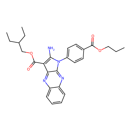 2-ethylbutyl 2-amino-1-(4-propoxycarbonylphenyl)pyrrolo[3,2-b]quinoxaline-3-carboxylate structure