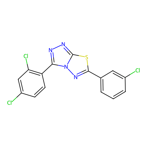 6-(3-chlorophenyl)-3-(2,4-dichlorophenyl)-[1,2,4]triazolo[3,4-b][1,3,4]thiadiazole structure