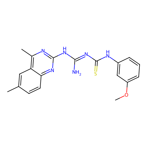 1-[N-(4,6-dimethylquinazolin-2-yl)carbamimidoyl]-3-(3-methoxyphenyl)thiourea structure