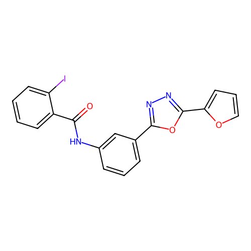 N-(3-(5-(furan-2-yl)-1,3,4-oxadiazol-2-yl)phenyl)-2-iodobenzamide structure