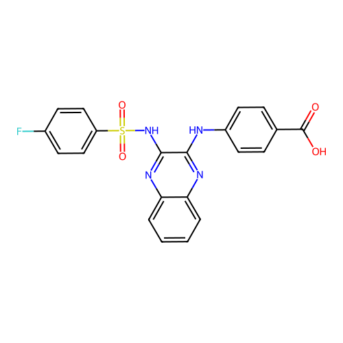 4-[[3-[(4-fluorophenyl)sulfonylamino]quinoxalin-2-yl]amino]benzoic Acid structure