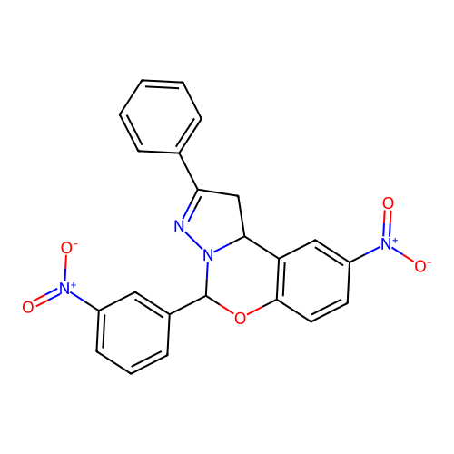 9-Nitro-5-(3-nitrophenyl)-2-phenyl-1,10b-dihydropyrazolo[1,5-c][1,3]benzoxazine structure