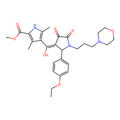 methyl 4-(2-(4-ethoxyphenyl)-4-hydroxy-1-(3-morpholinopropyl)-5-oxo-2,5-dihydro-1H-pyrrole-3-carbonyl)-3,5-dimethyl-1H-pyrrole-2-carboxylate structure