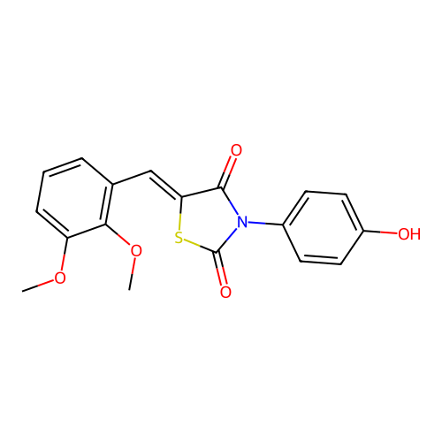 (5Z)-5-(2,3-dimethoxybenzylidene)-3-(4-hydroxyphenyl)-1,3-thiazolidine-2,4-dione structure