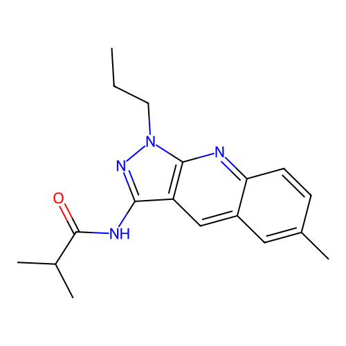 2-methyl-N-(6-methyl-1-propyl-1H-pyrazolo[3,4-b]quinolin-3-yl)propanamide structure
