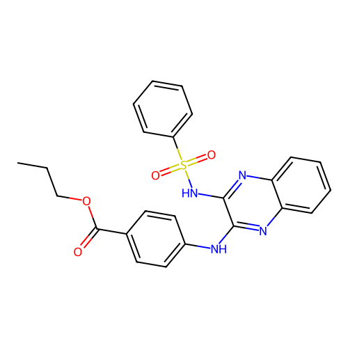 Propyl 4-({3-[(phenylsulfonyl)amino]quinoxalin-2-yl}amino)benzoate structure
