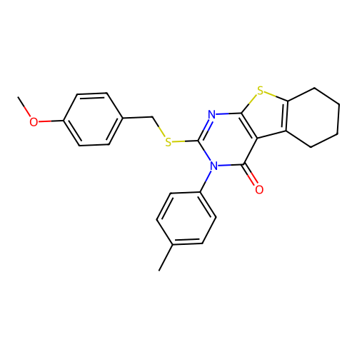 2-((4-methoxybenzyl)thio)-3-(p-tolyl)-5,6,7,8-tetrahydrobenzo[4,5]thieno[2,3-d]pyrimidin-4(3H)-one structure