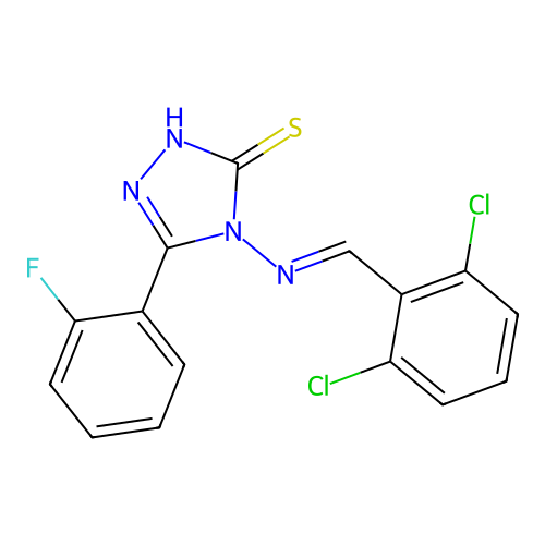 4-((2,6-Dichlorobenzylidene)amino)-5-(2-fluorophenyl)-4H-1,2,4-triazole-3-thiol structure