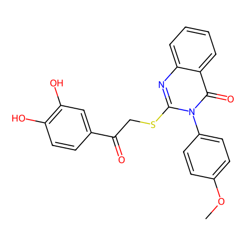 2-[2-(3,4-dihydroxyphenyl)-2-oxoethyl]sulfanyl-3-(4-methoxyphenyl)quinazolin-4-one structure
