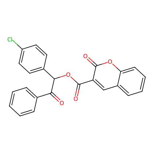 1-(4-chlorophenyl)-2-oxo-2-phenylethyl 2-oxo-2H-chromene-3-carboxylate structure