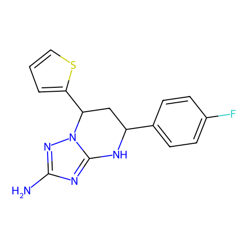 5-(4-fluorophenyl)-7-(thiophen-2-yl)-4,5,6,7-tetrahydro-[1,2,4]triazolo[1,5-a]pyrimidin-2-amine structure