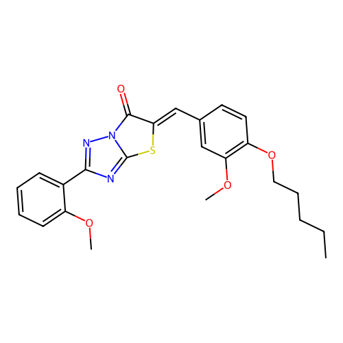 (Z)-5-(3-methoxy-4-(pentyloxy)benzylidene)-2-(2-methoxyphenyl)thiazolo[3,2-b][1,2,4]triazol-6(5H)-one structure