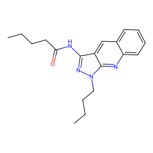 N-(1-butyl-1H-pyrazolo[3,4-b]quinolin-3-yl)pentanamide structure