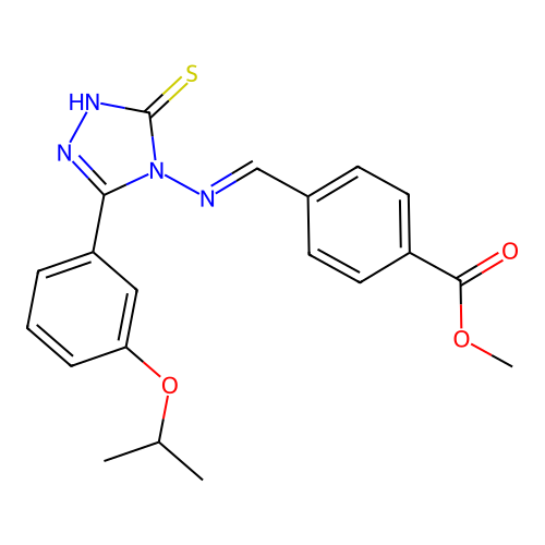 (E)-methyl 4-(((3-(3-isopropoxyphenyl)-5-mercapto-4H-1,2,4-triazol-4-yl)imino)methyl)benzoate structure