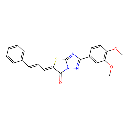 (5Z)-2-(3,4-DIMETHOXYPHENYL)-5-[(2E)-3-PHENYLPROP-2-EN-1-YLIDENE]-5H,6H-[1,2,4]TRIAZOLO[3,2-B][1,3]THIAZOL-6-ONE structure
