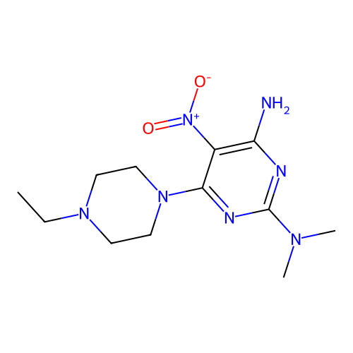 [4-Amino-6-(4-ethylpiperazinyl)-5-nitropyrimidin-2-yl]dimethylamine structure