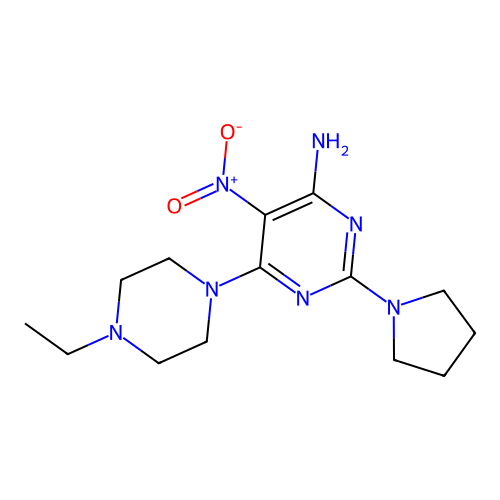 6-(4-Ethylpiperazin-1-yl)-5-nitro-2-(pyrrolidin-1-yl)pyrimidin-4-amine structure