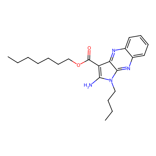 heptyl 2-amino-1-butyl-1H-pyrrolo[2,3-b]quinoxaline-3-carboxylate structure