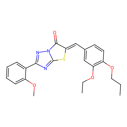 (5Z)-5-[(3-ethoxy-4-propoxyphenyl)methylidene]-2-(2-methoxyphenyl)-[1,3]thiazolo[3,2-b][1,2,4]triazol-6-one structure