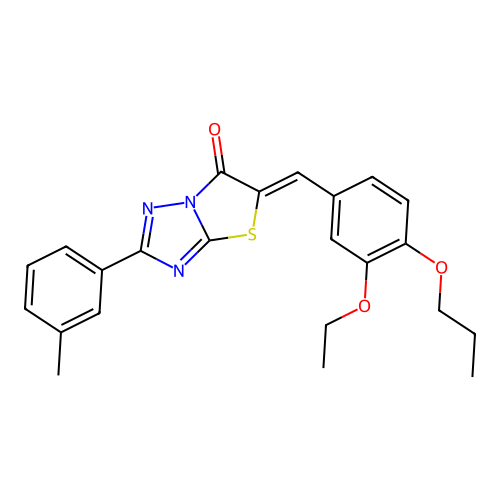 (5Z)-5-(3-ethoxy-4-propoxybenzylidene)-2-(3-methylphenyl)[1,3]thiazolo[3,2-b][1,2,4]triazol-6(5H)-one structure