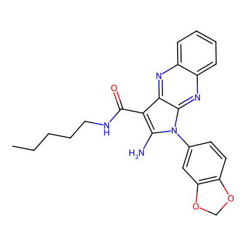 2-amino-1-(1,3-benzodioxol-5-yl)-N-pentyl-1H-pyrrolo[2,3-b]quinoxaline-3-carboxamide structure