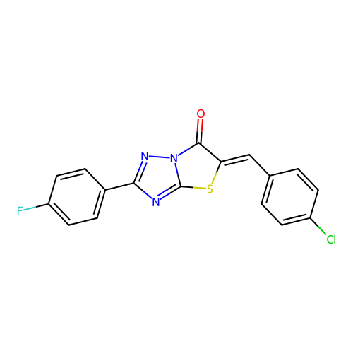 (Z)-5-(4-chlorobenzylidene)-2-(4-fluorophenyl)thiazolo[3,2-b][1,2,4]triazol-6(5H)-one structure