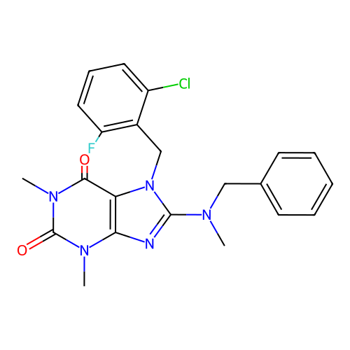 8-[benzyl(methyl)amino]-7-[(2-chloro-6-fluorophenyl)methyl]-1,3-dimethylpurine-2,6-dione structure