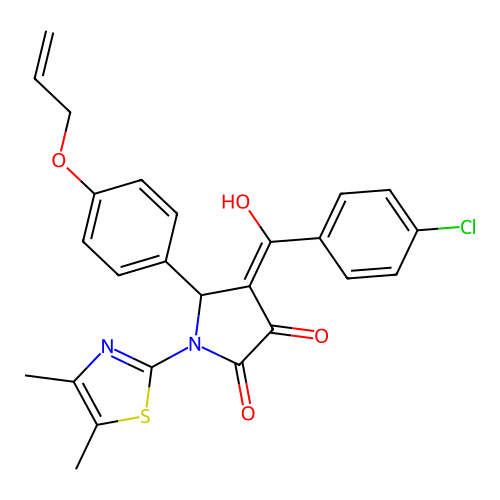 (4E)-4-[(4-chlorophenyl)(hydroxy)methylidene]-1-(4,5-dimethyl-1,3-thiazol-2-yl)-5-[4-(prop-2-en-1-yloxy)phenyl]pyrrolidine-2,3-dione structure