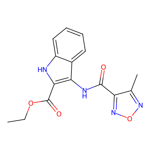 ethyl 3-{[(4-methyl-1,2,5-oxadiazol-3-yl)carbonyl]amino}-1H-indole-2-carboxylate structure