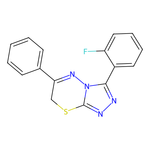 3-(2-fluorophenyl)-6-phenyl-7H-[1,2,4]triazolo[3,4-b][1,3,4]thiadiazine structure
