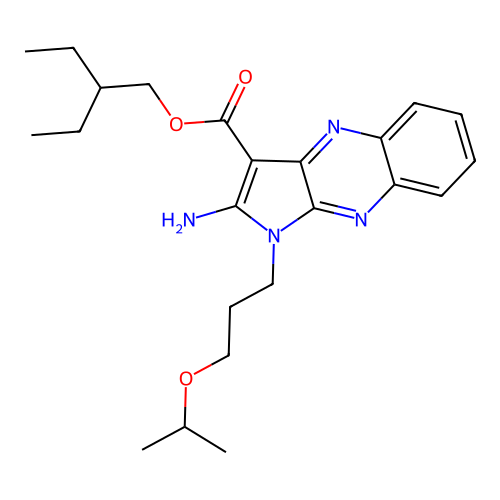 2-ethylbutyl 2-amino-1-(3-isopropoxypropyl)-1H-pyrrolo[2,3-b]quinoxaline-3-carboxylate structure