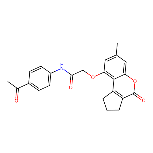 N-(4-acetylphenyl)-2-((7-methyl-4-oxo-1,2,3,4-tetrahydrocyclopenta[c]chromen-9-yl)oxy)acetamide structure