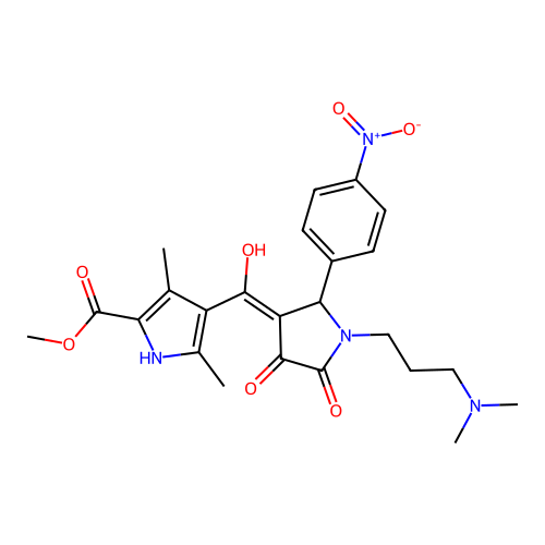 methyl 4-({1-[3-(dimethylamino)propyl]-4-hydroxy-2-(4-nitrophenyl)-5-oxo(3-pyr rolin-3-yl)}carbonyl)-3,5-dimethylpyrrole-2-carboxylate structure