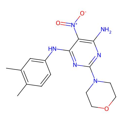 (6-Amino-2-morpholin-4-yl-5-nitropyrimidin-4-yl)(3,4-dimethylphenyl)amine structure