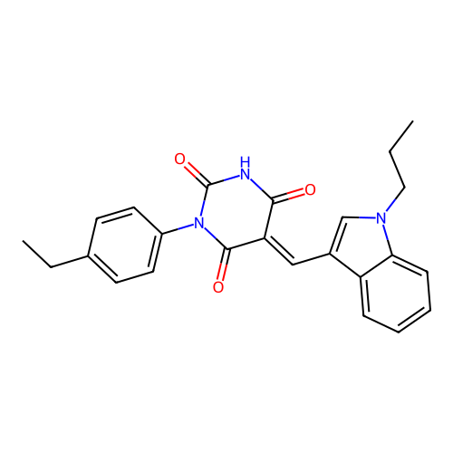 (5E)-1-(4-ethylphenyl)-5-[(1-propylindol-3-yl)methylidene]-1,3-diazinane-2,4,6-trione structure