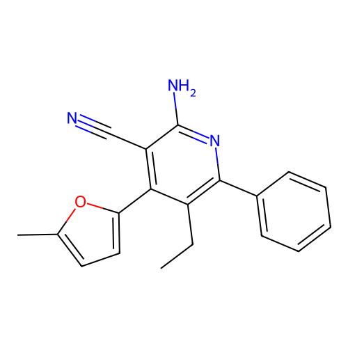 2-Amino-5-ethyl-4-(5-methylfuran-2-yl)-6-phenylpyridine-3-carbonitrile structure