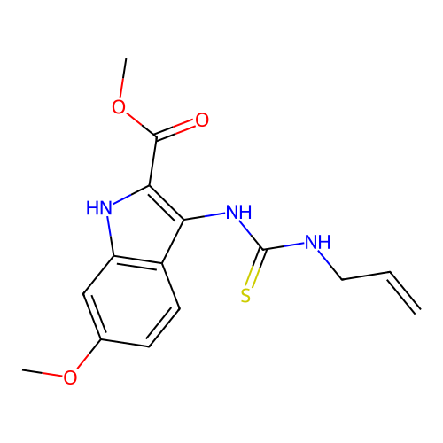 3-(3-Allyl-thioureido)-6-methoxy-1H-indole-2-carboxylic acid methyl ester structure