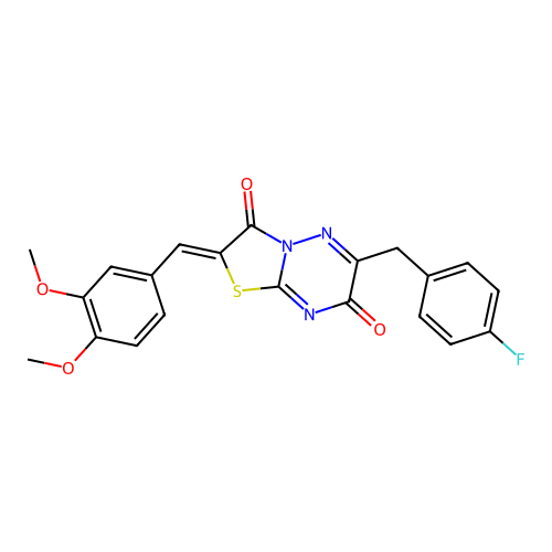 (Z)-2-(3,4-dimethoxybenzylidene)-6-(4-fluorobenzyl)-2H-thiazolo[3,2-b][1,2,4]triazine-3,7-dione structure