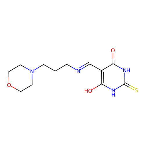 5-[(3-morpholin-4-ylpropylamino)methylidene]-2-sulfanylidene-1,3-diazinane-4,6-dione structure