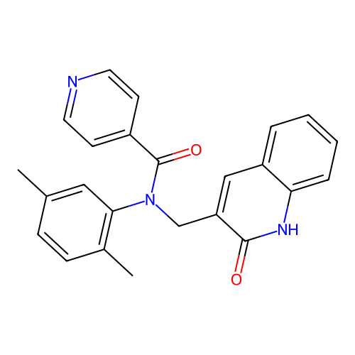 N-(2,5-dimethylphenyl)-N-[(2-oxo-1H-quinolin-3-yl)methyl]pyridine-4-carboxamide structure