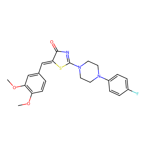 (Z)-5-(3,4-dimethoxybenzylidene)-2-(4-(4-fluorophenyl)piperazin-1-yl)thiazol-4(5H)-one structure