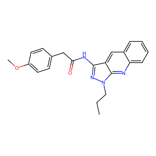 2-(4-methoxyphenyl)-N-(1-propyl-1H-pyrazolo[3,4-b]quinolin-3-yl)acetamide structure