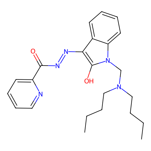 (Z)-N'-(1-((dibutylamino)methyl)-2-oxoindolin-3-ylidene)picolinohydrazide structure