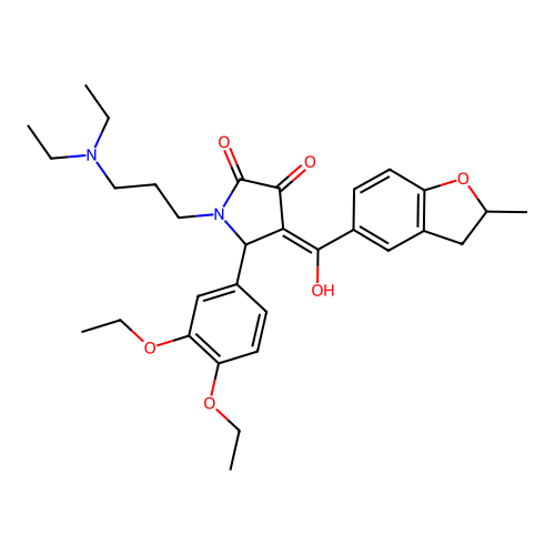 (4E)-5-(3,4-diethoxyphenyl)-1-[3-(diethylamino)propyl]-4-[hydroxy-(2-methyl-2,3-dihydro-1-benzofuran-5-yl)methylidene]pyrrolidine-2,3-dione structure